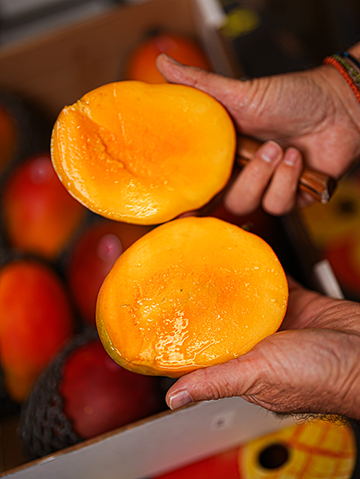 Mangue fraiche découpée